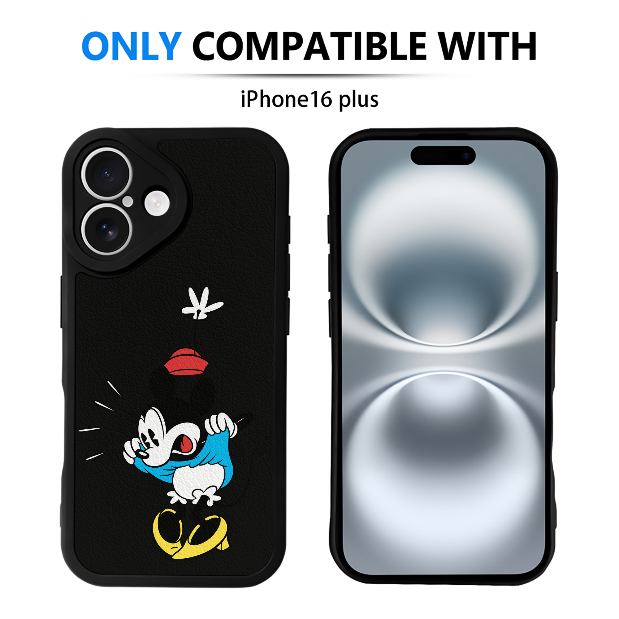 （画像用） ミッキーマウス Mickey Mouse 【iPhone 16シリーズ対応】シリコンスマホケース（レザー調） 材質：シリコン